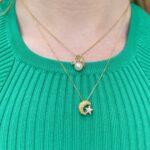 Yellow Gold Moon and Star Pendant Necklace