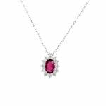 White Gold Ruby and Diamond Slide Pendant Necklace