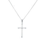White Gold Diamond Cross Pendant Necklace
