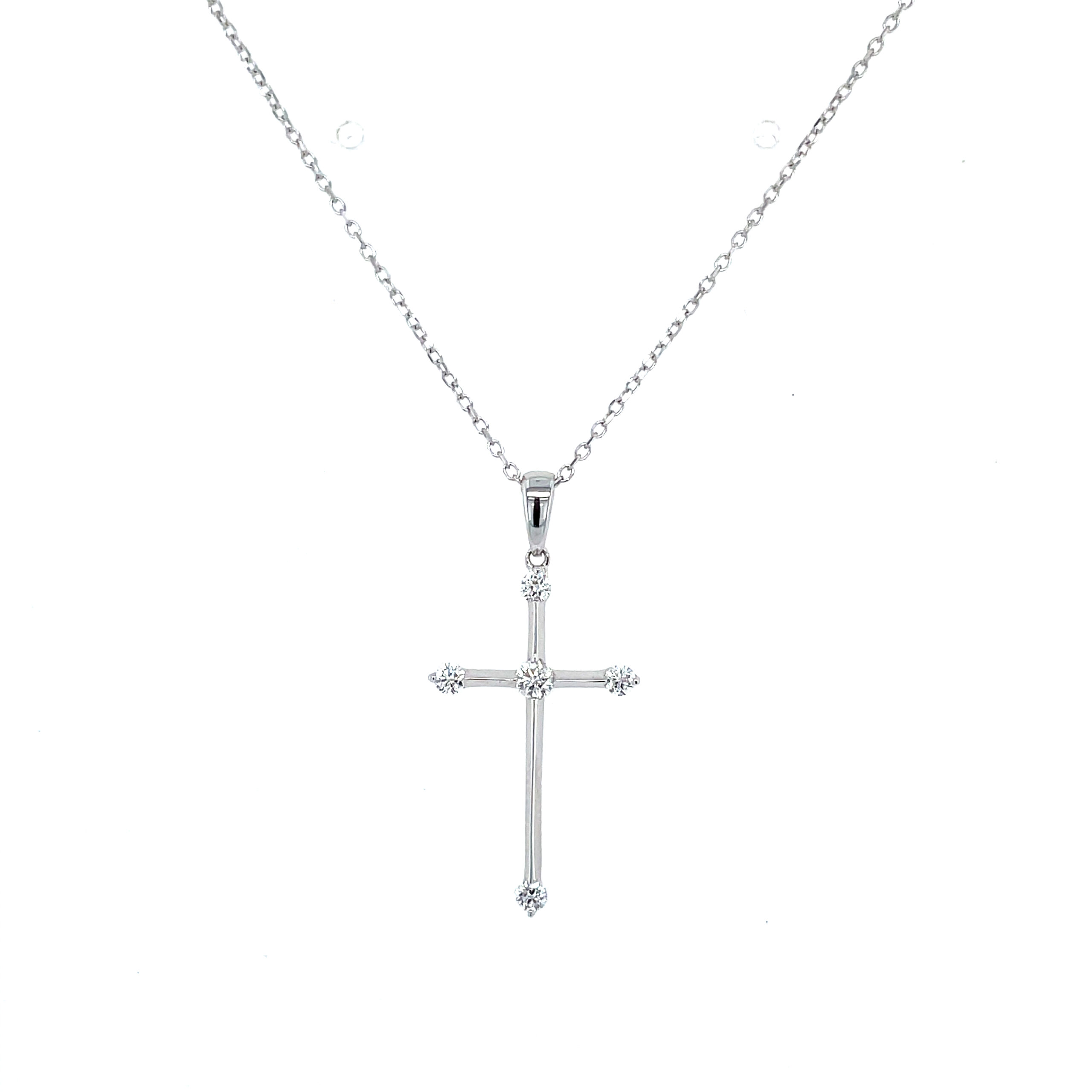 White Gold Diamond Cross Pendant Necklace