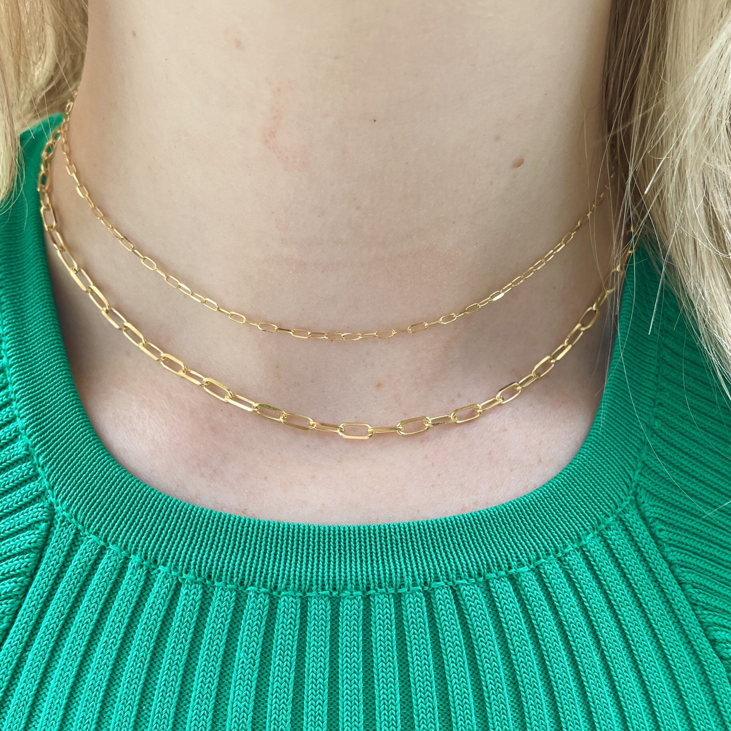 Yellow Gold Paperclip Necklace