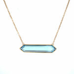 Yellow Gold London Blue Topaz Bar Necklace