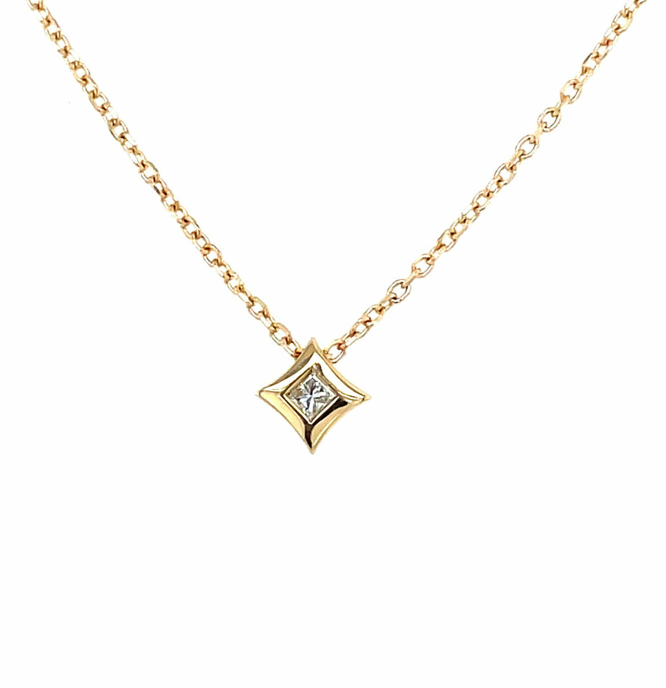 Yellow Gold Diamond Star Necklace