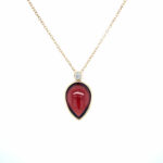 Yellow Gold Garnet and Diamond Pear Necklace