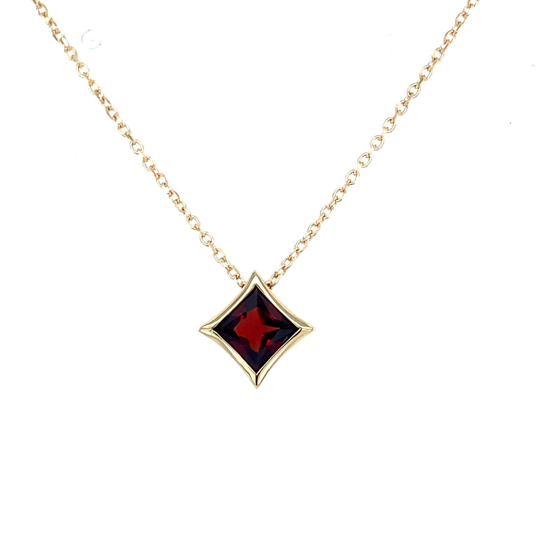 Yellow Gold Garnet Star Necklace