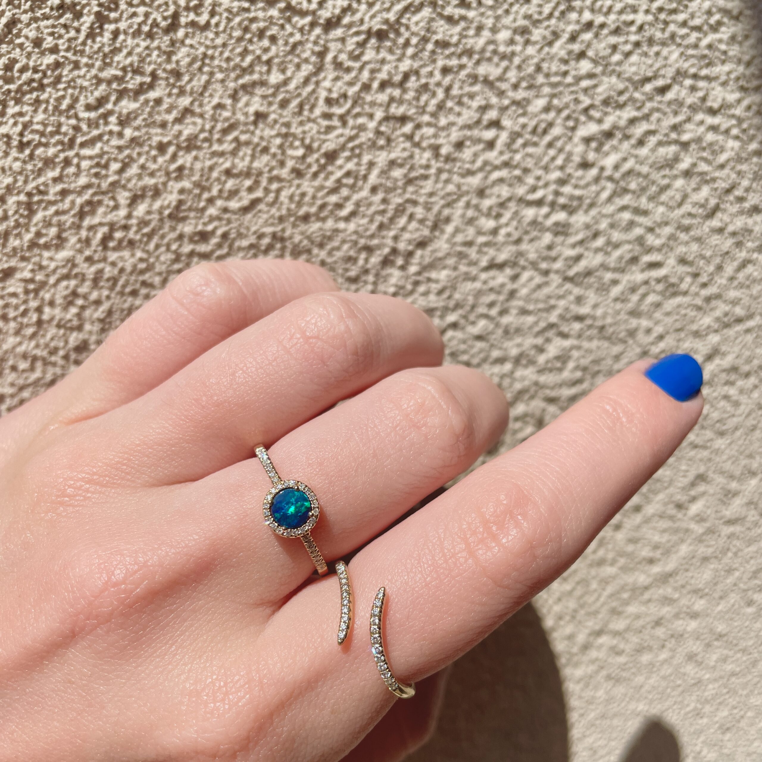 Yellow Gold Opal and Diamond Ring