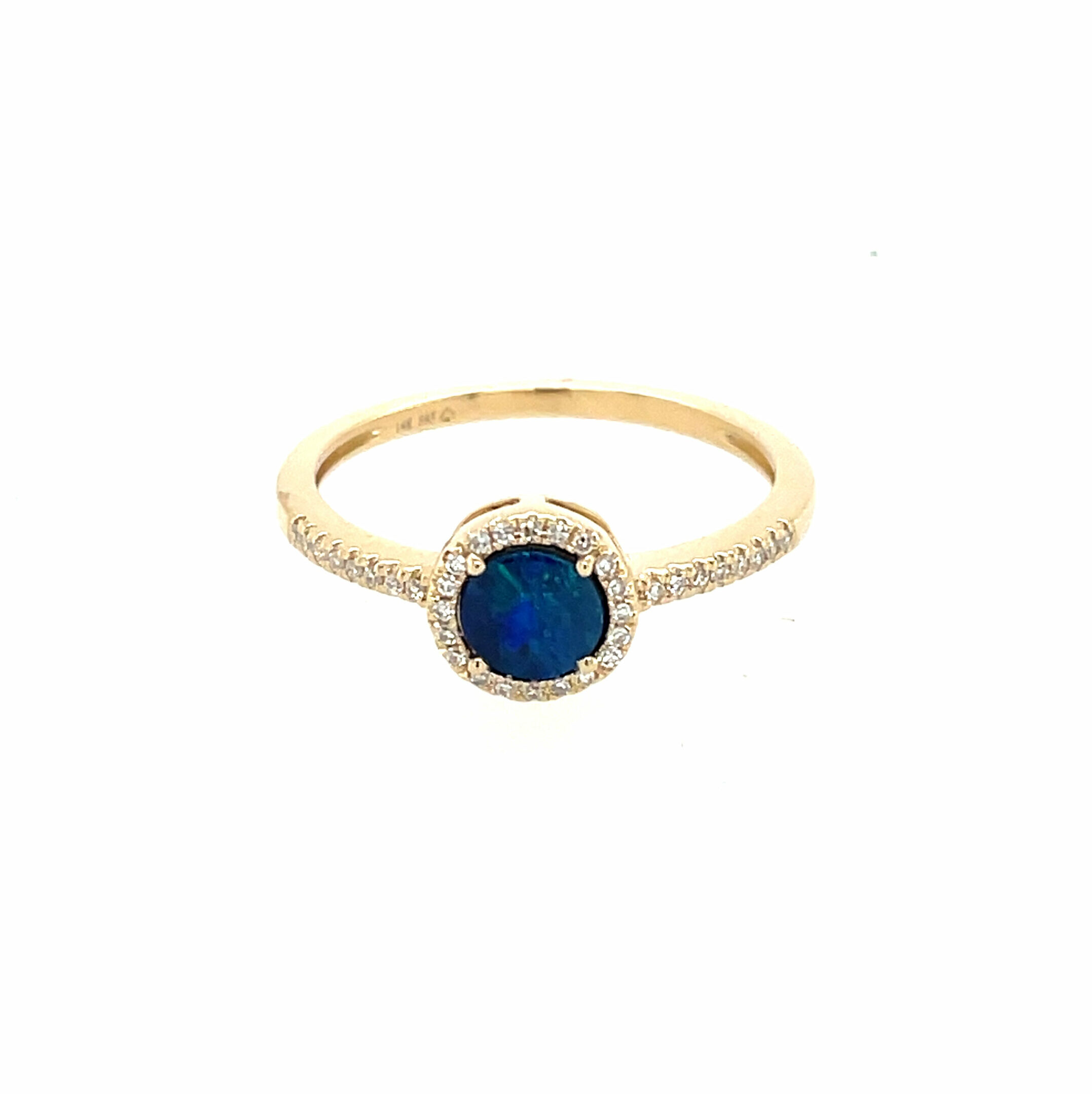 Yellow Gold Opal and Diamond Ring