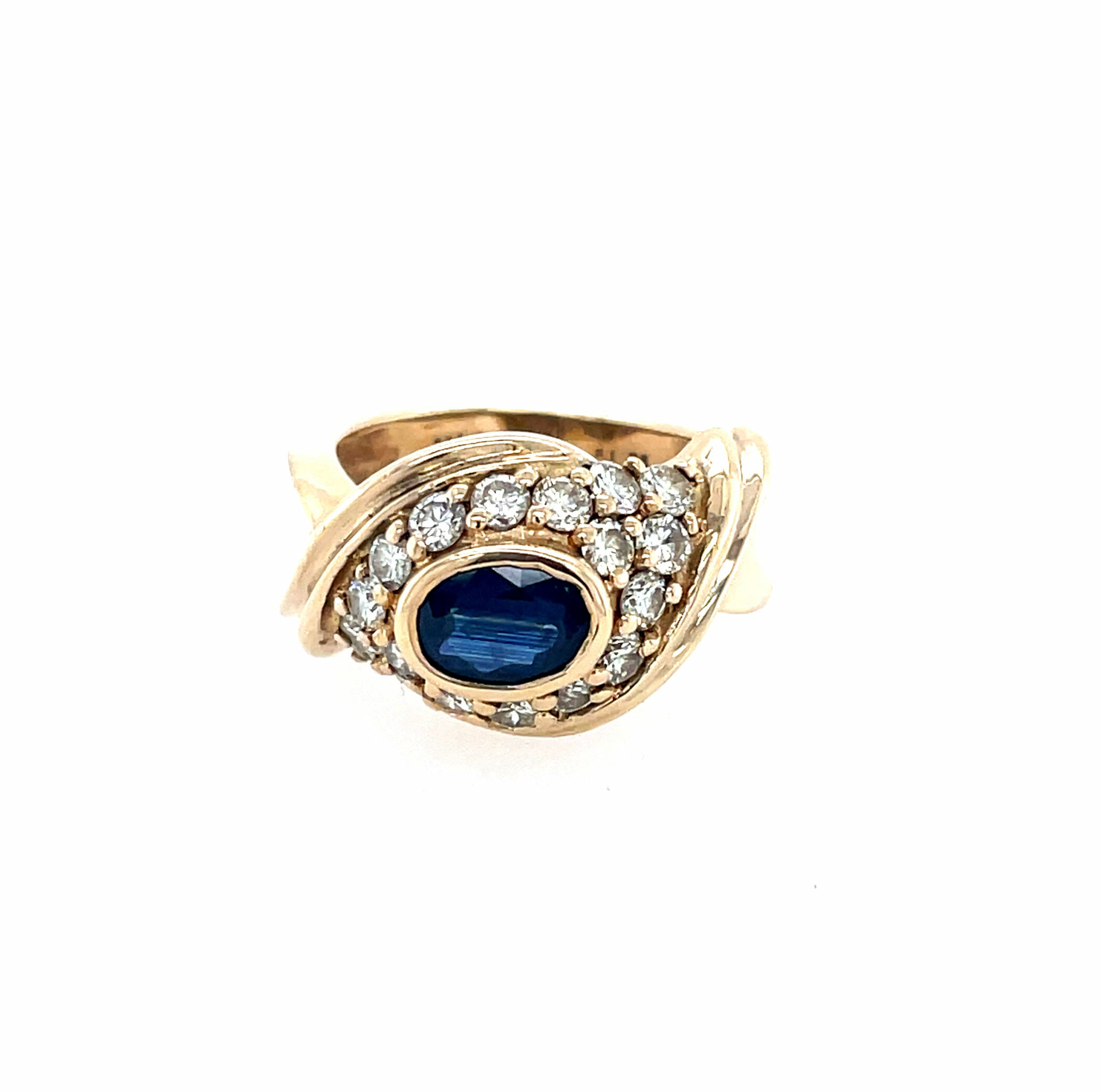 Estate: Yellow Gold Sapphire and Diamond Ring