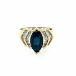 Estate: Yellow Gold Marquise Sapphire and Diamond Ring