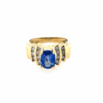 Estate: Yellow Gold Tanzanite and Diamond Ring