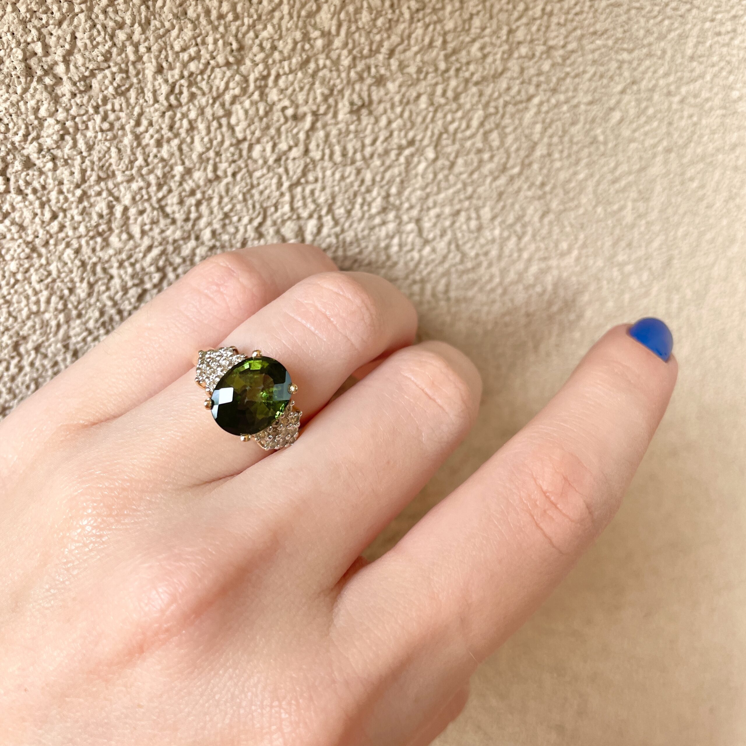 Estate: Yellow Gold Tourmaline and Diamond Ring