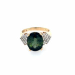 Estate: Yellow Gold Tourmaline and Diamond Ring