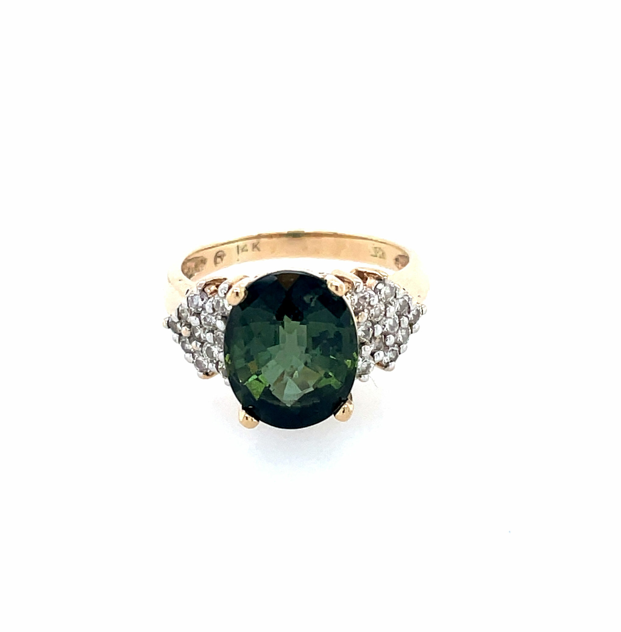 Estate: Yellow Gold Tourmaline and Diamond Ring