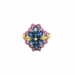Estate: Yellow Gold Multi-Colored Sapphire Ring