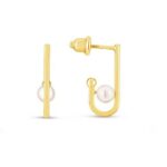 Yellow Gold Pearl J-Hook Earrings