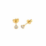 Yellow Gold Diamond Bezel Set Stud Earrings