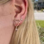 Yellow Gold Double Triangle Diamond Drop Earrings