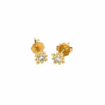 Yellow Gold Beaded Diamond Stud Earrings