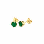 Yellow Gold Millgrain Emerald Stud Earrings