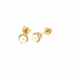 Yellow Gold Millgrain Freshwater Pearl Stud Earrings