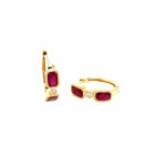 Yellow Gold Ruby and Diamond Huggie Earrings