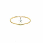 Yellow Gold Dangle Diamond Wire Ring