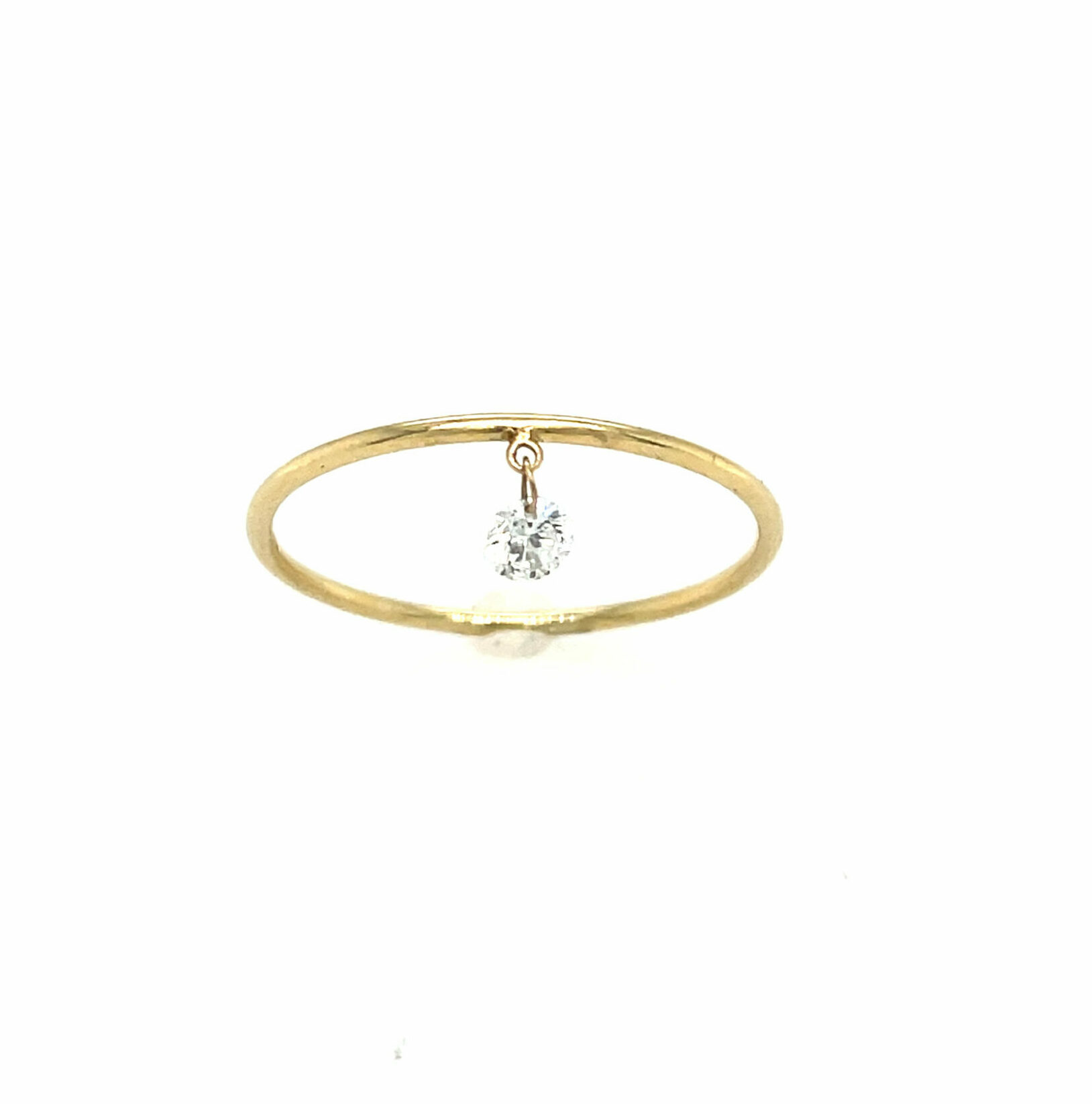 Yellow Gold Dangle Diamond Wire Ring