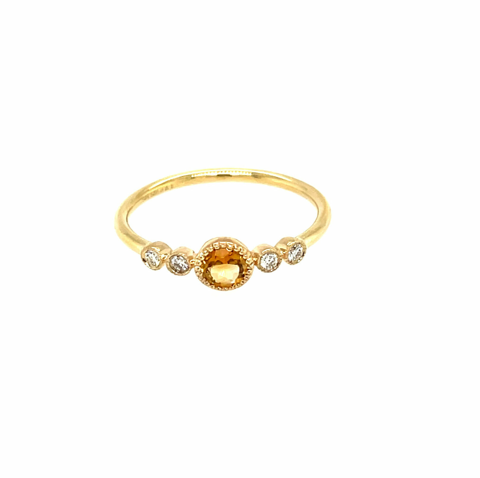 Yellow Gold Citrine and Diamond Ring