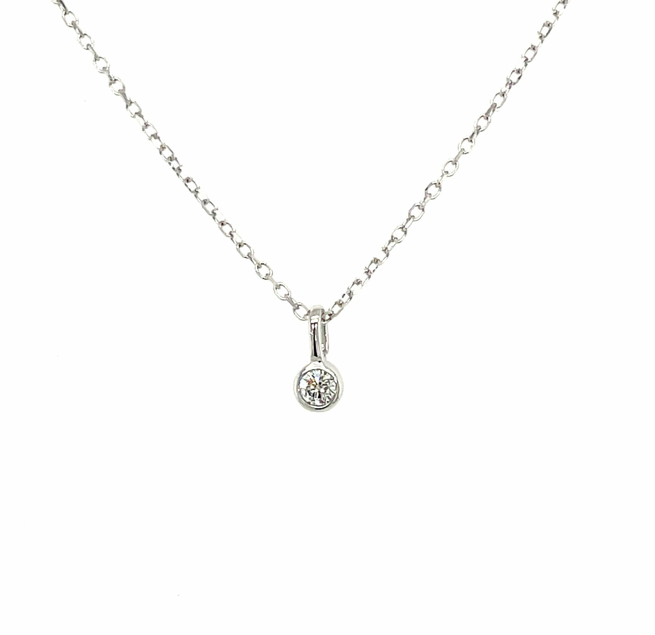 White Gold Bezel Set Diamond Necklace