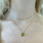 Yellow Gold Peridot Briolette and Diamond Necklace