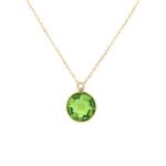 Yellow Gold Peridot Briolette and Diamond Necklace