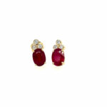 Yellow Gold Ruby and Diamond Earrings