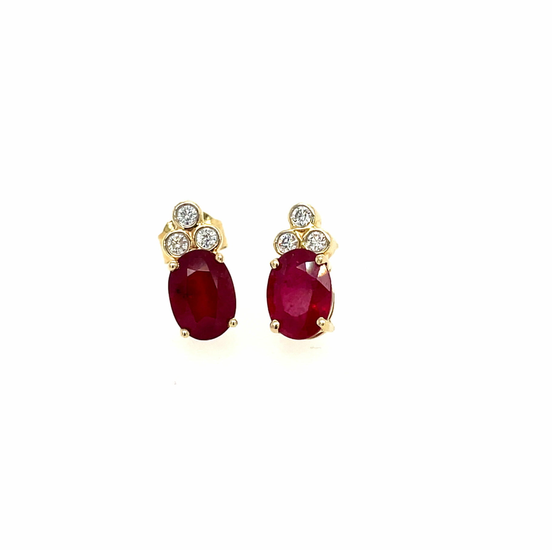 Yellow Gold Ruby and Diamond Earrings