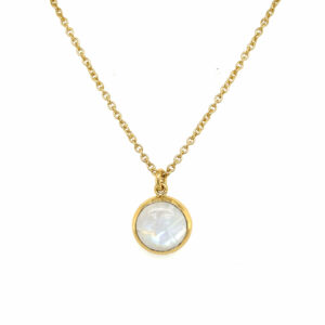 Stephen Estelle Sterling Silver with Yellow Gold Vermeil Rainbow Moonstone Necklace