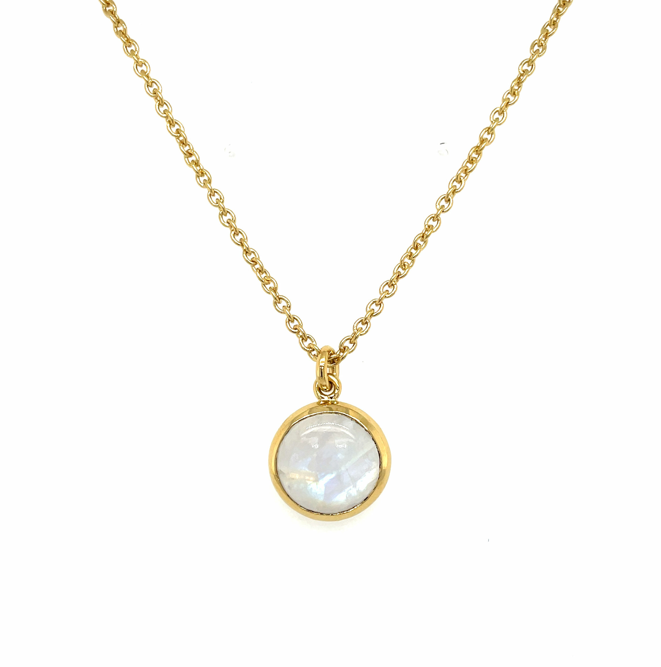 Stephen Estelle Sterling Silver with Yellow Gold Vermeil Rainbow Moonstone Necklace