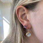 Stephen Estelle Sterling Silver with Yellow Gold Vermeil Rainbow Moonstone Earrings