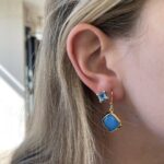Stephen Estelle Sterling Silver with Yellow Gold Vermeil Turquoise Earrings