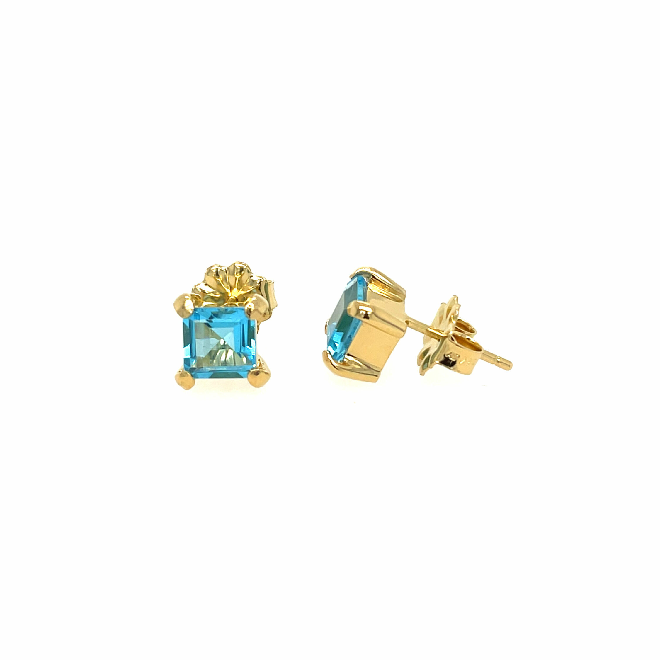 Stephen Estelle Sterling Silver with Yellow Gold Vermeil Blue Topaz Stud Earrings