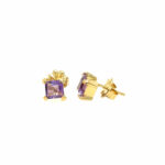 Stephen Estelle Sterling Silver with Yellow Gold Vermeil Amethyst Stud Earrings