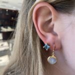 Stephen Estelle Sterling Silver with Yellow Gold Vermeil Rainbow Moonstone Earrings