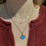 Stephen Estelle Sterling Silver with Yellow Gold Vermeil Turquoise Necklace