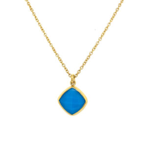 Stephen Estelle Sterling Silver with Yellow Gold Vermeil Turquoise Necklace
