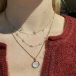 Stephen Estelle Sterling Silver with Yellow Gold Vermeil Rainbow Moonstone Necklace