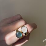 Stephen Estelle Sterling Silver with Yellow Gold Vermeil Rainbow Moonstone Ring