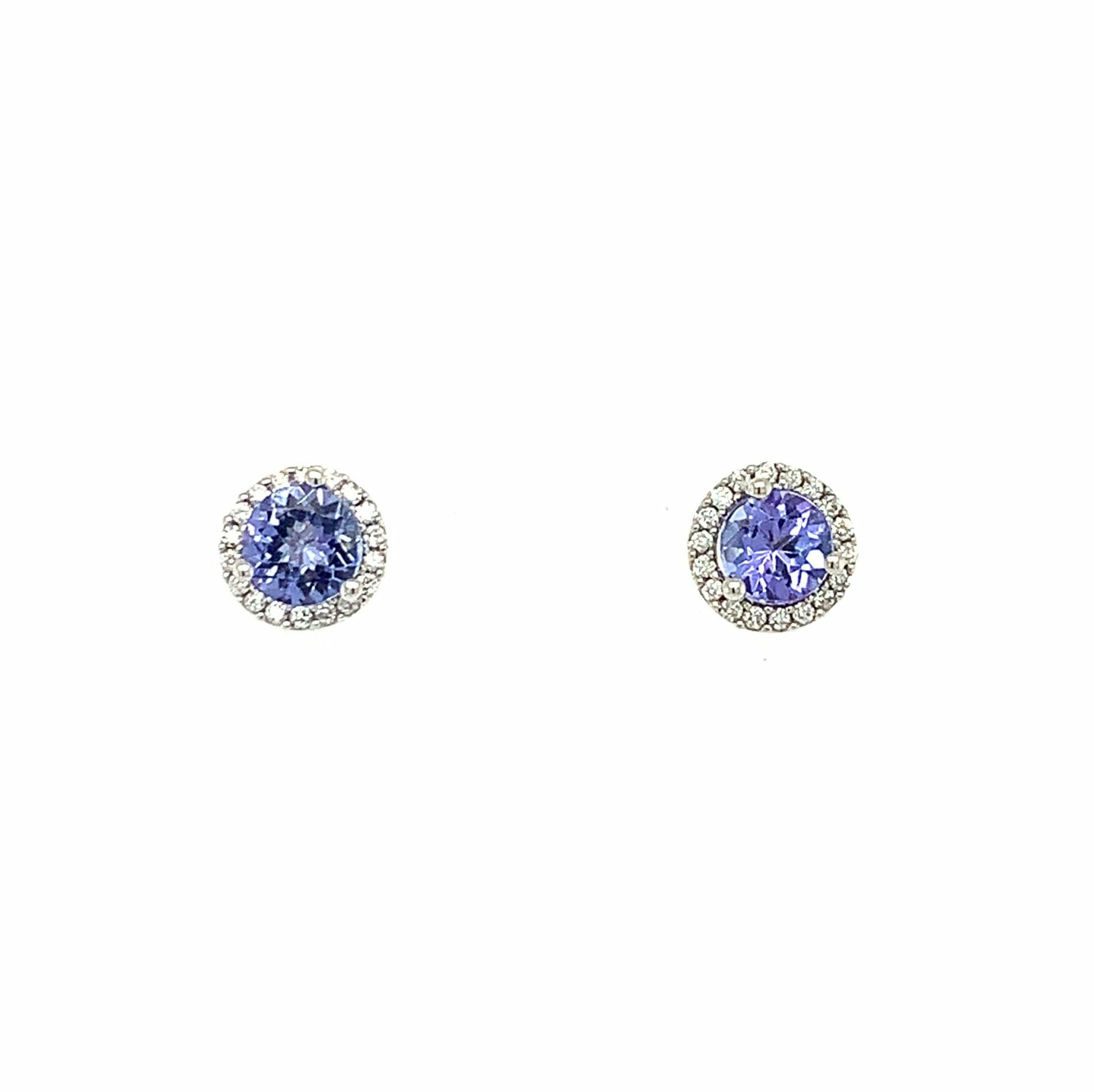 White Gold Tanzanite and Diamond Halo Earrings