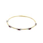 Two Toned Ruby and Diamond Bangle Bracelet