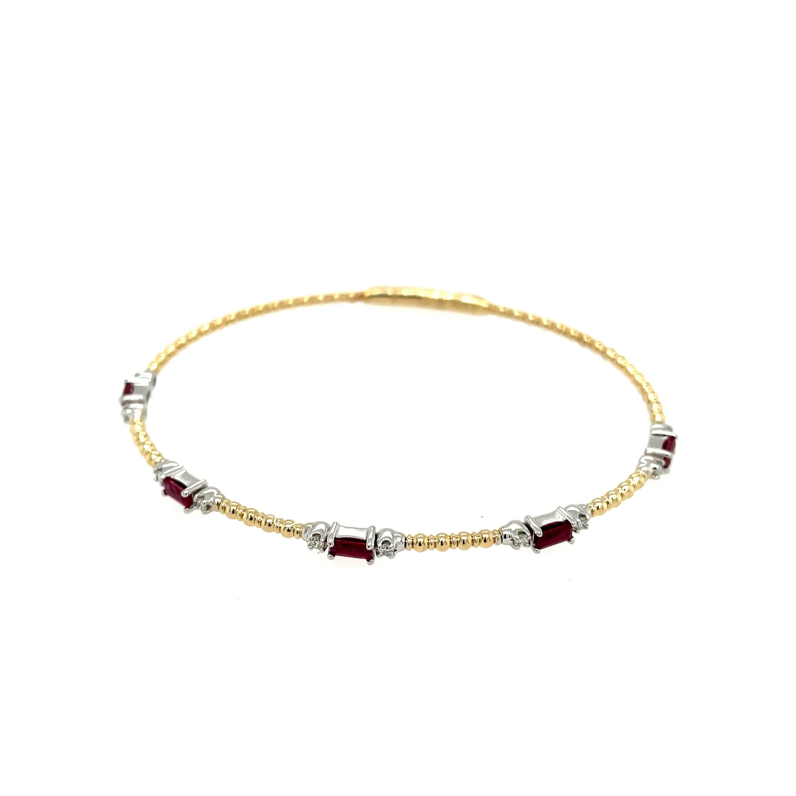 Two Toned Ruby and Diamond Bangle Bracelet