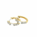 Two Toned Diamond Baguette Huggie Earrings