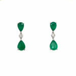Estate: White Gold Emerald and Diamond Drop Earrings