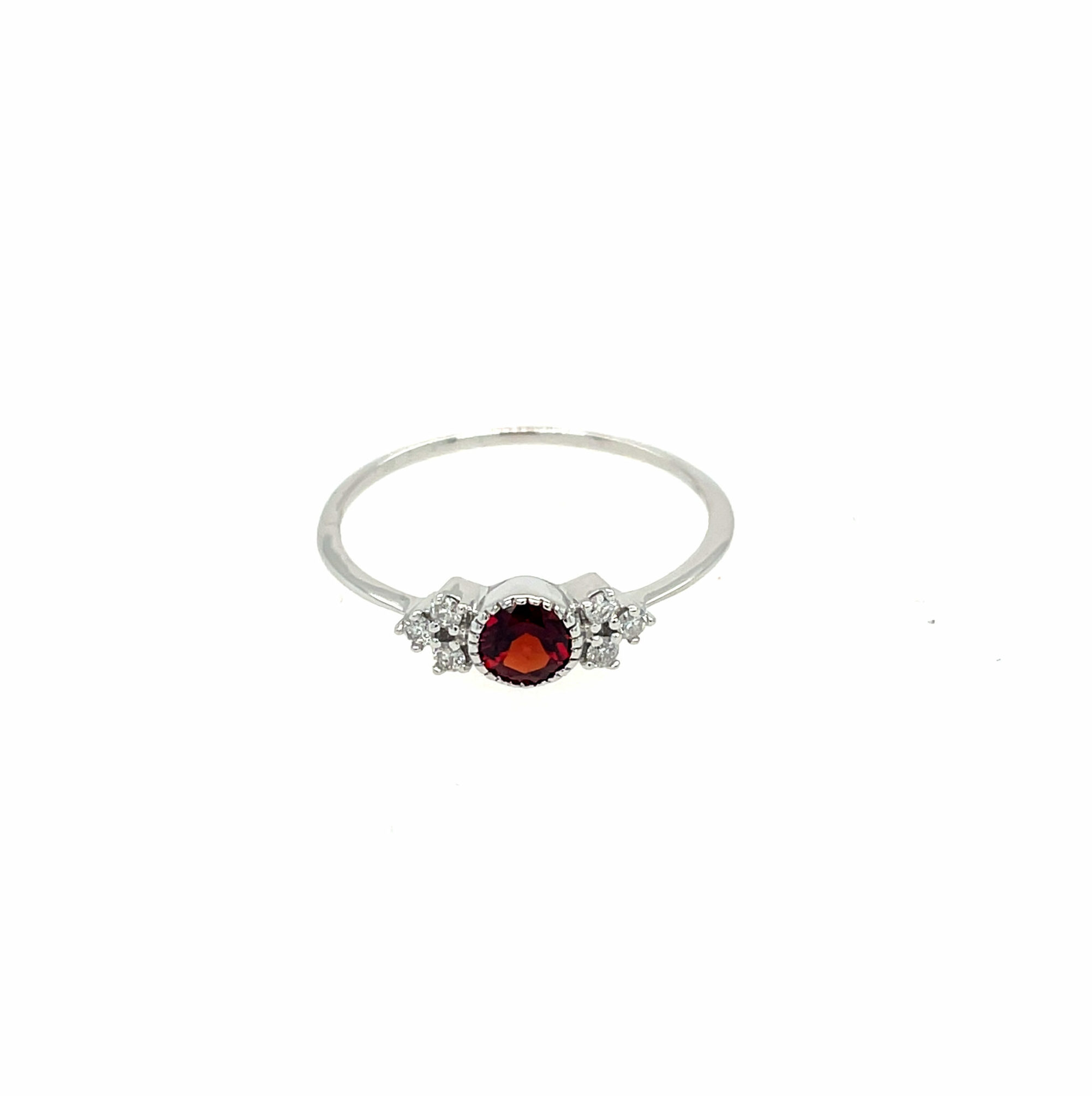 White Gold Garnet and Diamond Ring